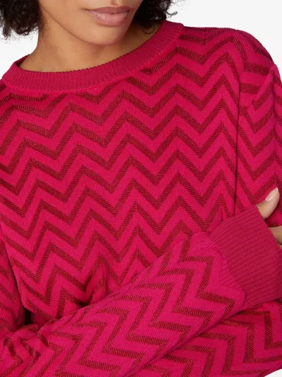 Missoni Tone-on-tone Chevron Crewneck Sweater In Pink