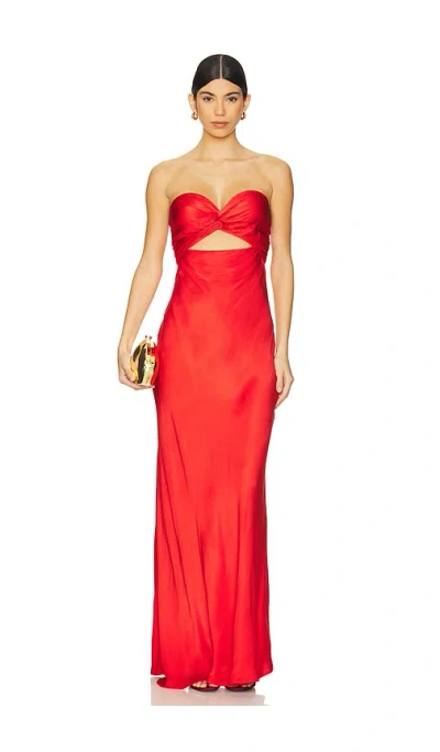 Essentiel Antwerp Hierro Strapless Midi Dress In Red