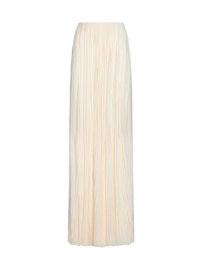 Saint Laurent Women Pleated Viscose Long Skirt In White