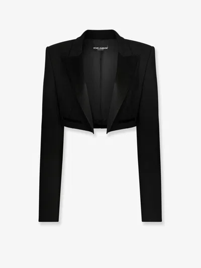 Dolce & Gabbana Virgin Wool Blazer With Satin Profiles