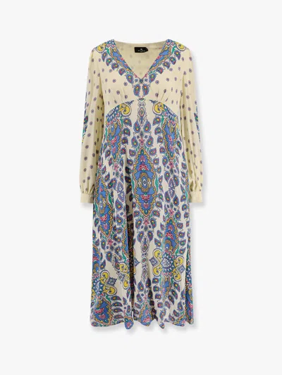 Etro Paisley Print V-neck Midi Dress
