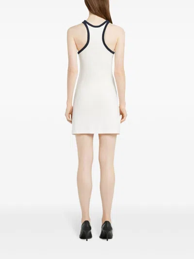 Courrèges White Mini Dress With Navy Blue Trim