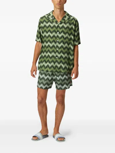 Missoni Short Sleeve Patterned Shirt In Green