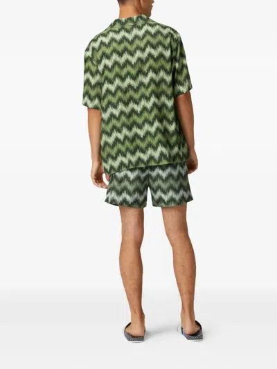 Missoni Short Sleeve Patterned Shirt In Green