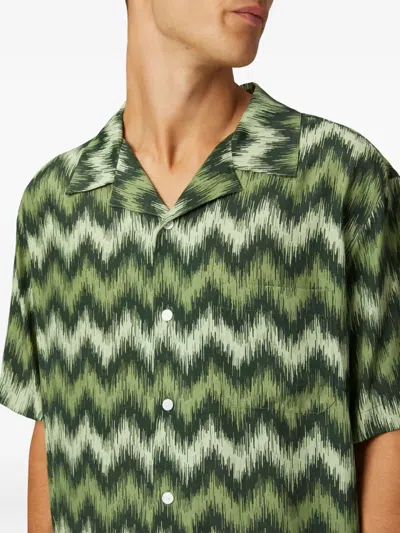 Missoni Short Sleeve Patterned Shirt In Green