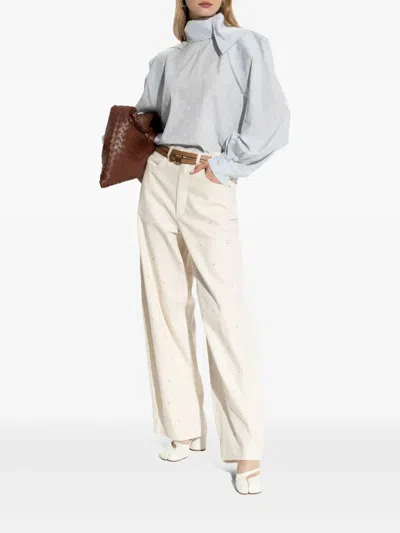 Marni Embroidered Wide Leg Jeans In Riw08 Bone