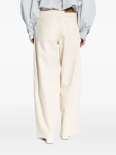 Marni Embroidered Wide Leg Jeans In Riw08 Bone