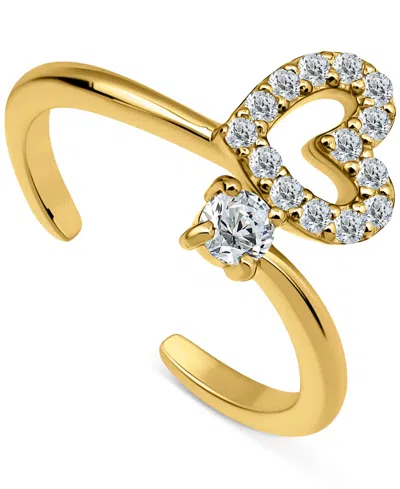 Giani Bernini Cubic Zirconia Open Heart Adjustable Toe Ring, Exclusively At Macy's In Gold