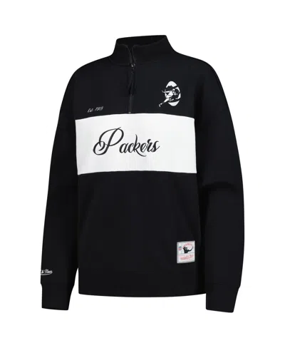 Mitchell & Ness Women's Black Green Bay Packers Quarter-zip Jacket In Black