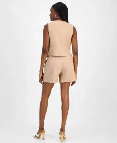 Bar Iii Womens Button Front Vest Cuffed Pleat Front Shorts Exclusively At Macys In Barley Field