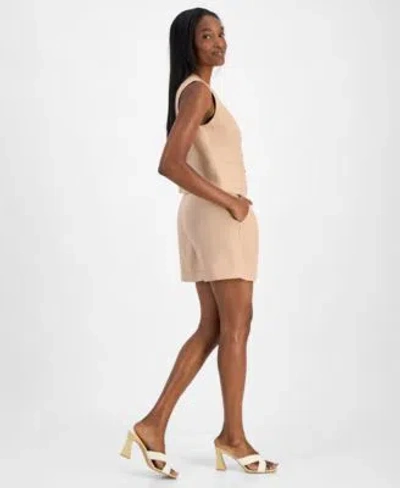 Bar Iii Womens Button Front Vest Cuffed Pleat Front Shorts Exclusively At Macys In Barley Field