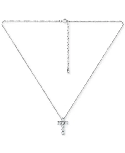 Giani Bernini Cubic Zirconia Cross Pendant Necklace, 16" + 2" Extender, Exclusively At Macy's In Gold
