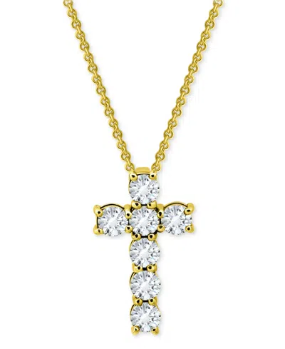 Giani Bernini Cubic Zirconia Cross Pendant Necklace, 16" + 2" Extender, Exclusively At Macy's In Silver