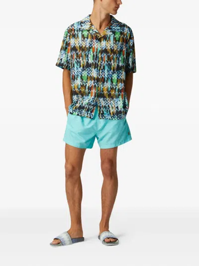 Missoni Viscose Bowling Shirt With Zig Zag Print Brushed Effect In Black