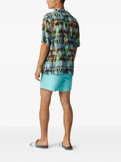 Missoni Viscose Bowling Shirt With Zig Zag Print Brushed Effect In Black