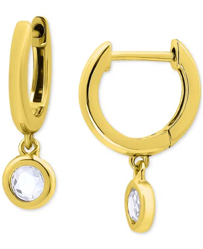 Giani Bernini Round Cubic Zirconia Charm Huggie Earrings In Gold