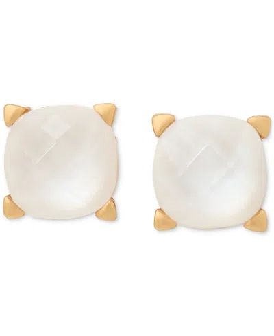 Kate Spade Gold-tone Color Cubic Zirconia Stud Earrings In Mother Of Pearl,gold