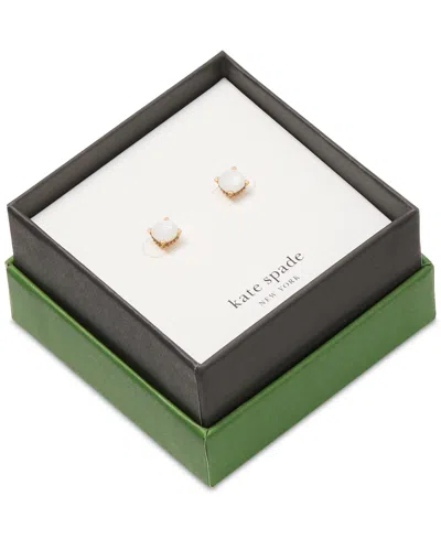 Kate Spade Gold-tone Color Cubic Zirconia Stud Earrings In Mother Of Pearl,gold