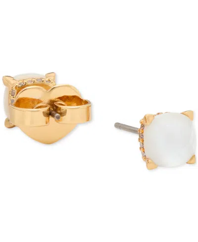 Kate Spade Gold-tone Color Cubic Zirconia Stud Earrings In Mother Of Pearl,gold