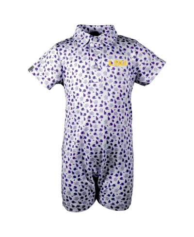 Garb Baby Boys And Girls White Lsu Tigers Earnestâ Polo Romper In White