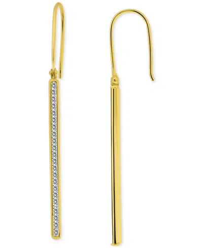 Giani Bernini Round Channel Set Cubic Zirconia Linear Fish Hook Drop Earrings In Gold