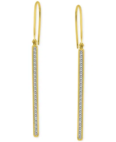 Giani Bernini Round Channel Set Cubic Zirconia Linear Fish Hook Drop Earrings In Gold