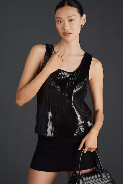 Grey Lab Sequin Sleeevless Top In Black