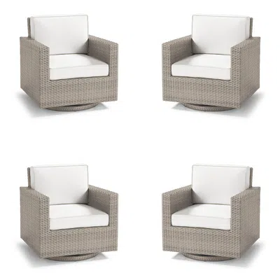 Frontgate Small Palermo 4-pc. Swivel Lounge Chair With Cushions In Dove Wicker