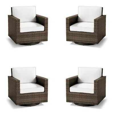 Frontgate Small Palermo 4-pc. Swivel Lounge Chair In Bronze Wicker