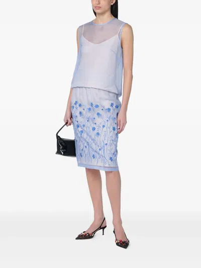 P.a.r.o.s.h Sorgente Silk Crewneck Top In Blue