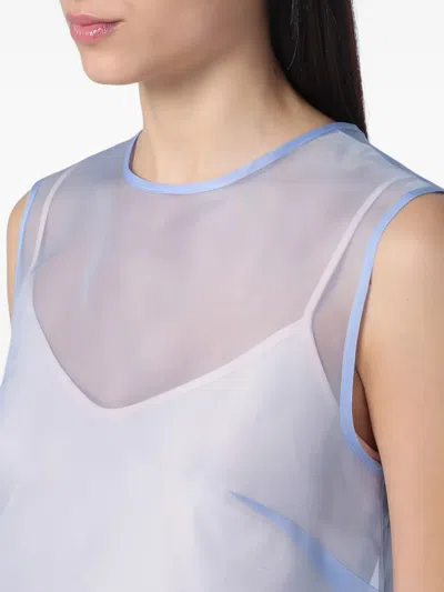 P.a.r.o.s.h Sorgente Silk Crewneck Top In Blue