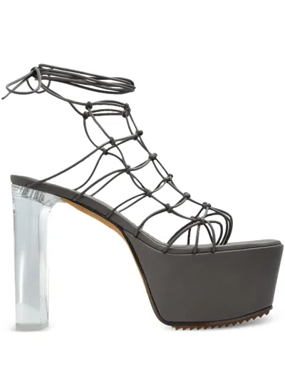 Rick Owens 130mm Web Platform Sandals In Grey