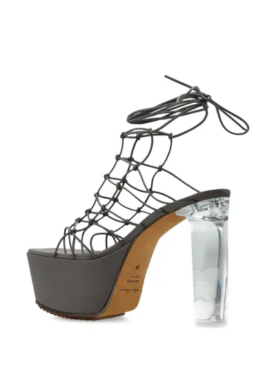 Rick Owens 130mm Web Platform Sandals In Grey
