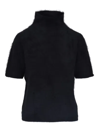 Lisa Yang Fuzzy Turtleneck Top In Black
