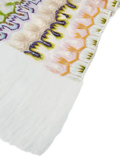 Missoni Pattern Viscose Blend Scarf In Multicolor In White