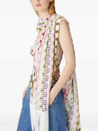 Missoni Pattern Viscose Blend Scarf In Multicolor In White