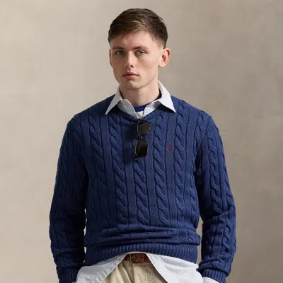 Ralph Lauren Cable-knit Cotton Sweater In Light Navy