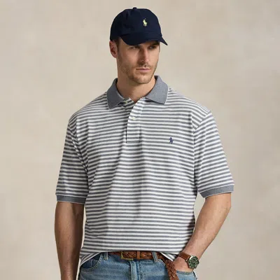 Polo Ralph Lauren Ralph Lauren Striped Oxford Mesh Polo Shirt In Newport Navy/white