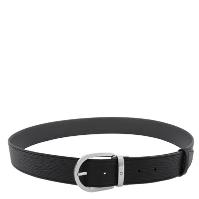 Montblanc Horseshoe Buckle Printed Black 40 Mm Leather Belt