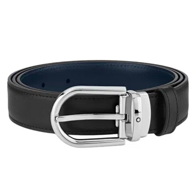 Montblanc Reversible Horseshoe Buckle Leather Belt In Black And Blue