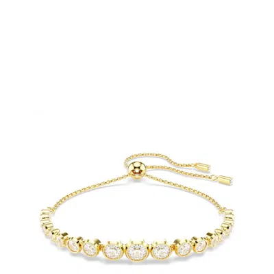 Swarovski Womens Crystal Imber Round 18ct Yellow-gold Plated And Zirconia Bracelet In Yellow/white