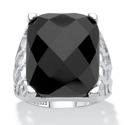 Palm Beach Jewelry Checkerboard-cut Genuine Onyx Sterling Silver Ring In White