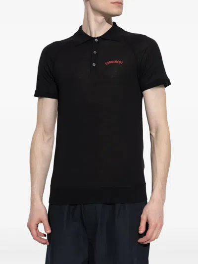 Dsquared2 Knit Polo Shirt In Black