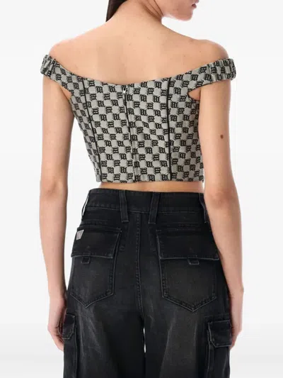 Misbhv Gray Monogram Canvas Corset Top In Black