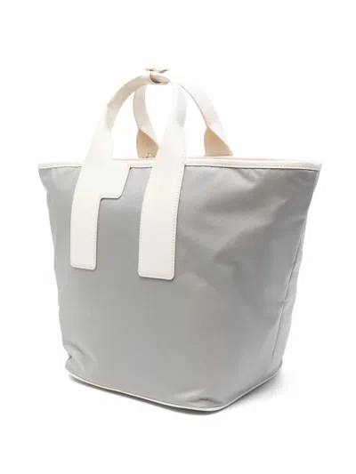 Furla Piuma M Tote Nylon Handbag Ash Color In Grey