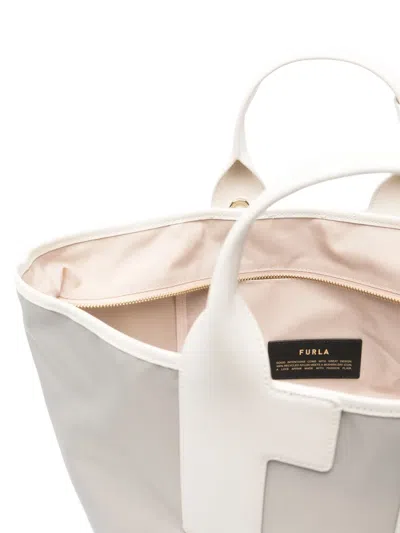Furla Piuma M Tote Nylon Handbag Ash Color In Grey