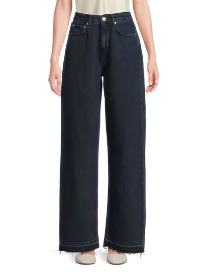 Rag & Bone Featherweight Logan High Rise Wide Leg Jeans In Jet Black In Elenna