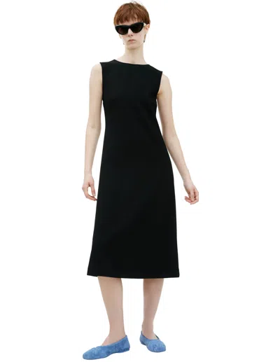 The Row Mirna Double Face Cady Shift Dress In Black