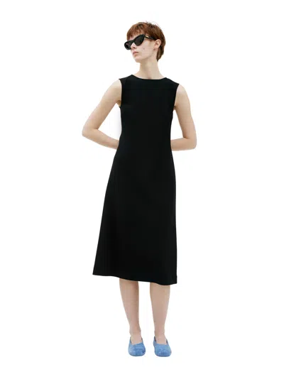 The Row Mirna Double Face Cady Shift Dress In Black