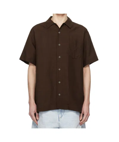 Apc A.p.c. Mens Brown Roy Linen-blend Shirt In Caa Brown